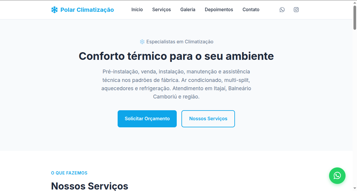 Polar Climatização - Site